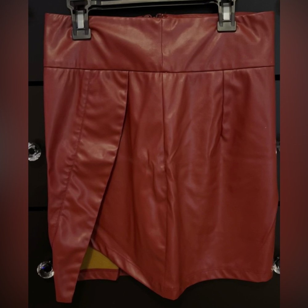 Maroon Leather Skirt